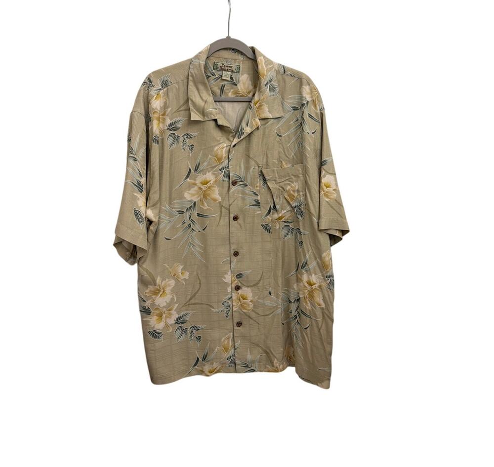 Tommy Bahama 100% Silk Button Down Tropical Floral Short-Sleeve Shirt Men's XL